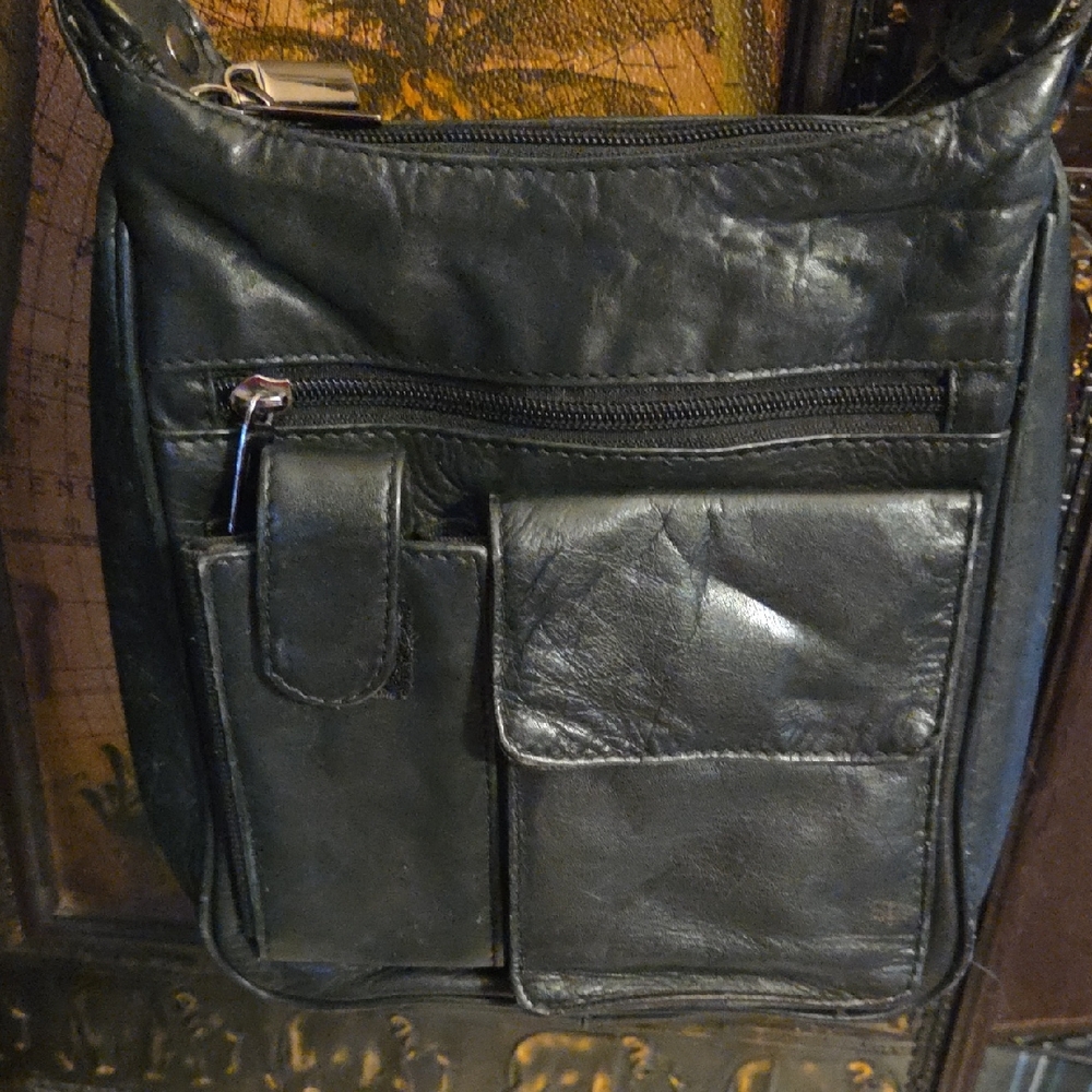 Black Leather Crossbody Purse